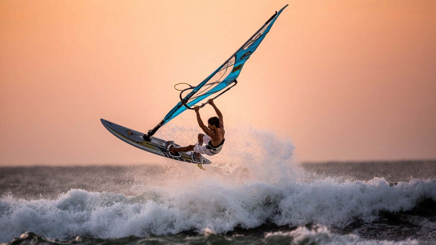 Watersports at dusk